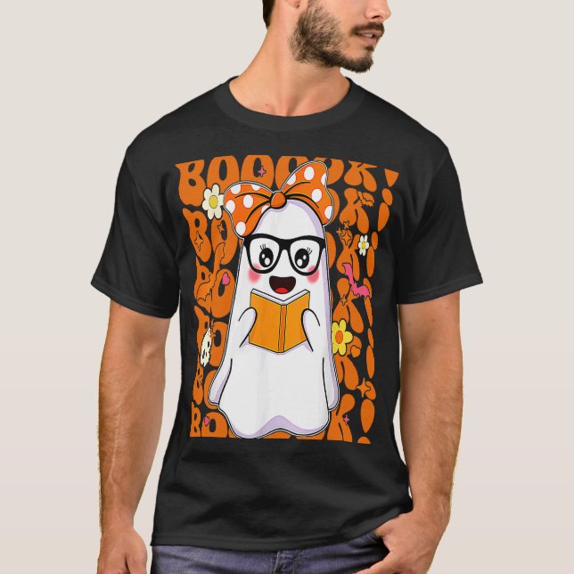 Boooks Ghost Boo Read Bokar Bibliotek Teacher Hall T Shirt (Framsida)