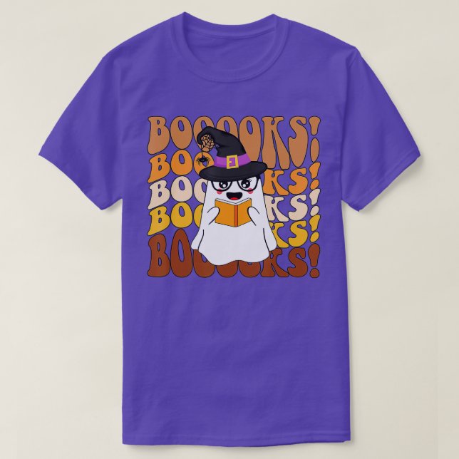 Boooks Ghost Funny Halloween Teacher Bok Bibliotek T Shirt (Design framsida)