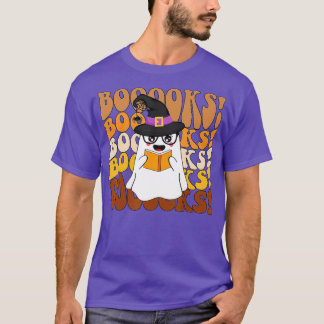 Boooks Ghost Funny Halloween Teacher Bok Bibliotek T Shirt
