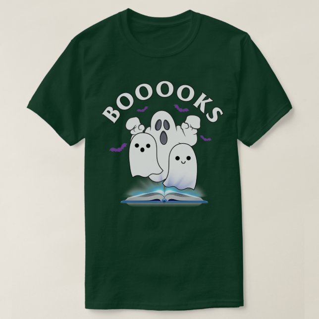 Boooks Ghost Halloween Bookworm Librarian Funny Ha T Shirt (Design framsida)