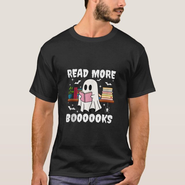 Boooks Ghost Halloween läser mer Bokar Cute Boo T Shirt (Framsida)