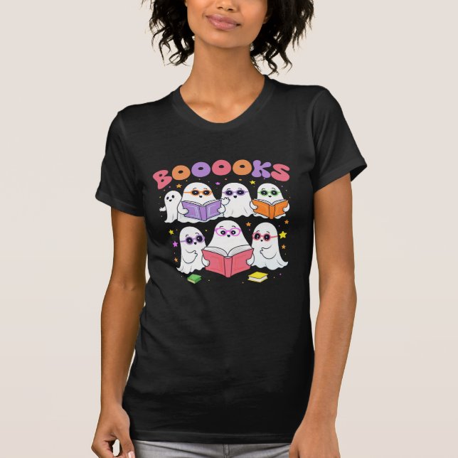 Boooks Ghost Halloween Teacher Costume T Shirt (Framsida)