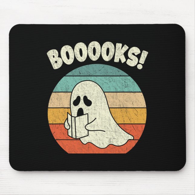 Boooks Ghost Halloween Vintage Teacher Bok Libra Musmatta (Framsidan)