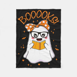 Boooks Ghost Halloween Women Teacher Bok Bibliotek Fleecefilt