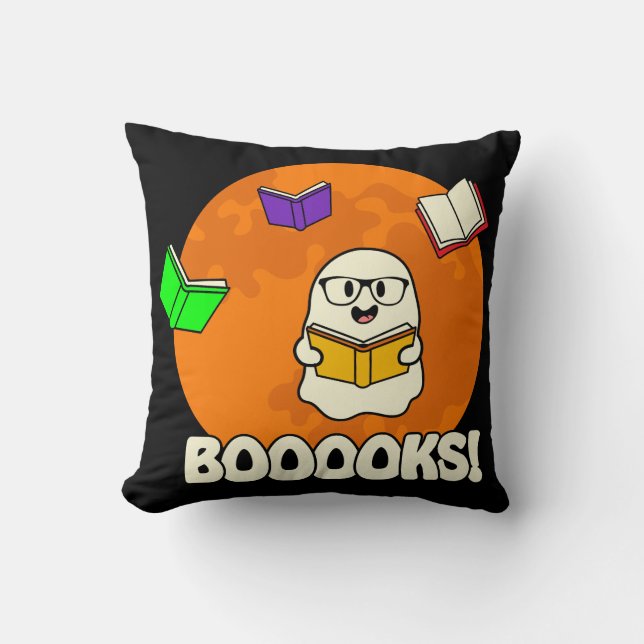 Boooks Ghost Reading Bokar Funny Kudde (Framsida)