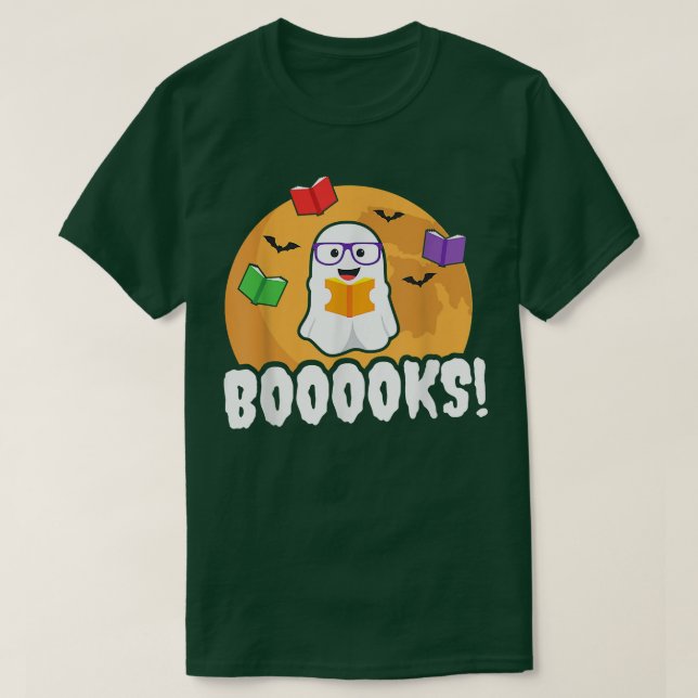 Boooks Ghost T Boo Read Bokar Bibliotek Gift Funny Shirt (Design framsida)