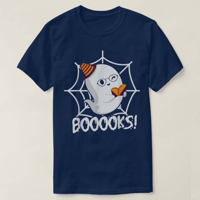 Boooks Ghost T Shirt Boo Read Bokar Bibliotek Funn (Design framsida)