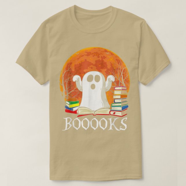 Boooks Ghost TShirt Måne Boo Read Bokar Bibliotek  T Shirt (Design framsida)
