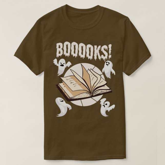 Boooks Halloween Bok Ghost T Shirt (Design framsida)