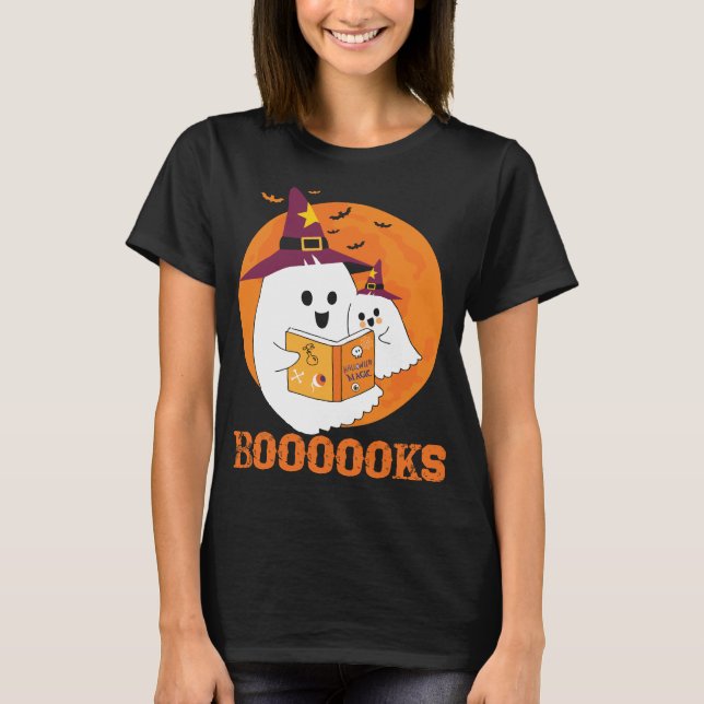 Boooks Halloween Boo Read Bokar Reg. T Shirt (Framsida)