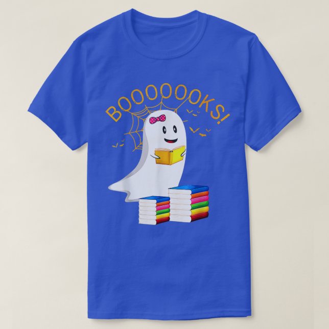 Boooks Halloween Ghost Reading Bibliotek Bok Älska T Shirt (Design framsida)