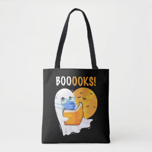 Boooks Halloween Ghost som läser bokar och bär Tygkasse