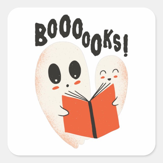 Boooks Halloween Spöken Bok Fyrkantigt Klistermärke (Framsida)