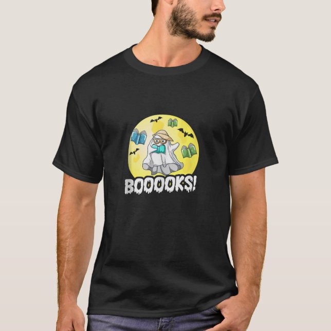 BOOOKS Spooky Pumpkin Vampire Boo Scary Witch Flad T Shirt (Framsida)
