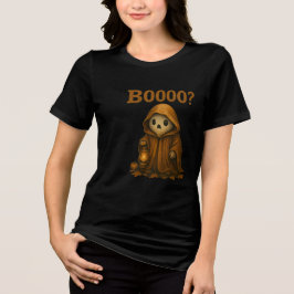Boooo? Cute Ghost in Cloak with Lantern T Shirt
