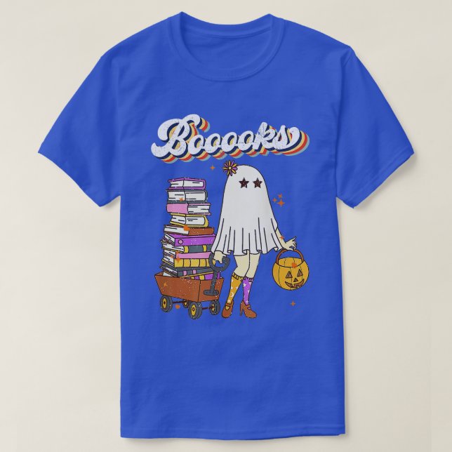 Booooks! Cute Ghost Reading Library Books Hallowee T Shirt (Design framsida)