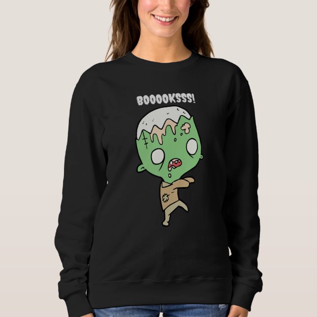 Booooks Cute Zombie Figure Unique Halloween Teache T Shirt (Framsida)