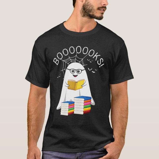 Booooks Ghost Boo Read Books Halloween Library Tea T Shirt (Framsida)