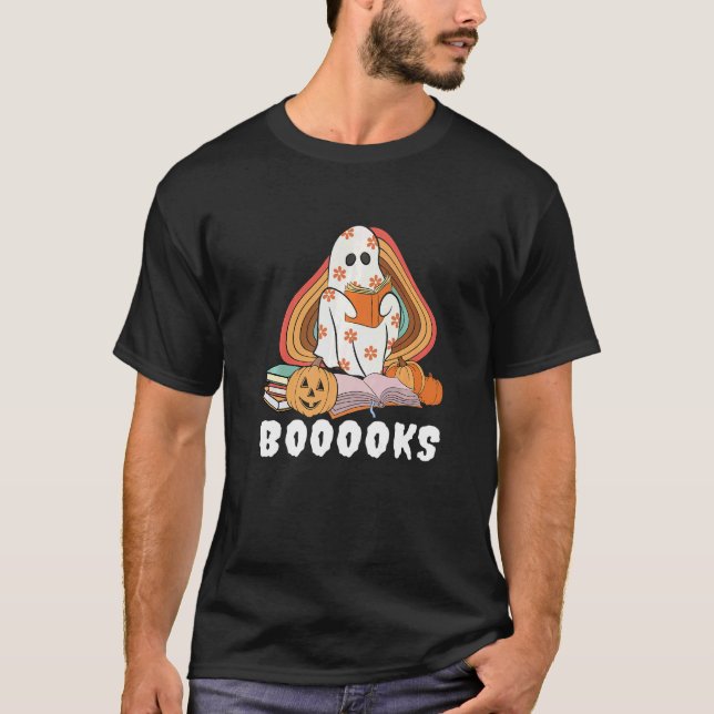 Booooks Ghost Boo Read Books Library Teacher Hallo T Shirt (Framsida)