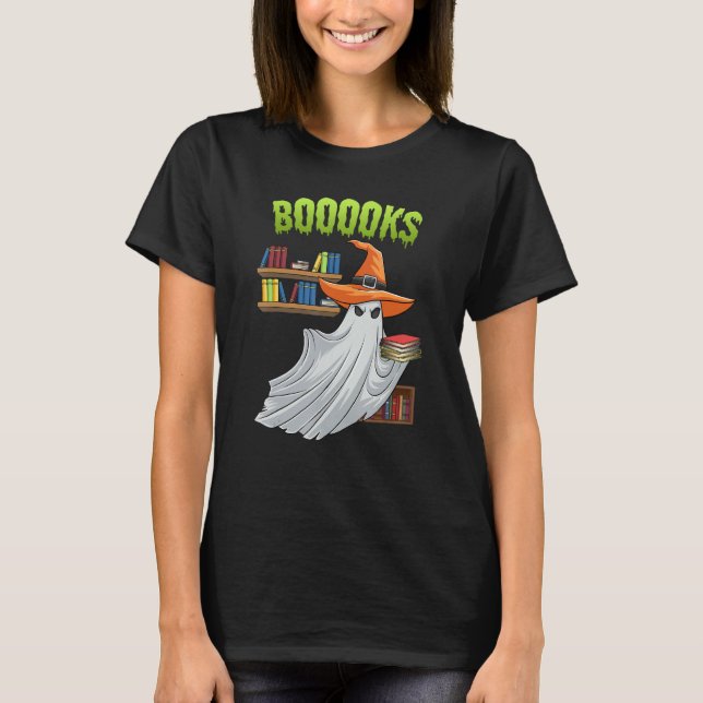 Booooks Ghost  Halloween Costume Teacher Book Libr T Shirt (Framsida)