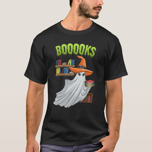 Booooks Ghost  Halloween Costume Teacher Book Libr T Shirt (Framsida)