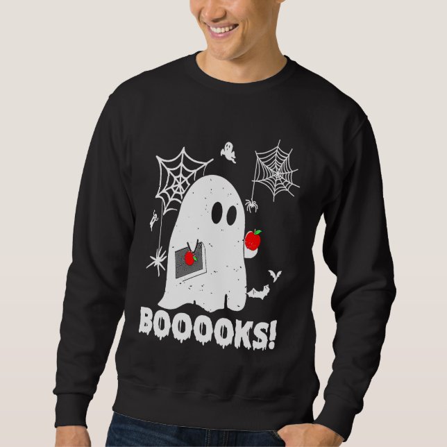Booooks Ghost Teacher  Halloween Lång Ärmad Tröja (Framsida)