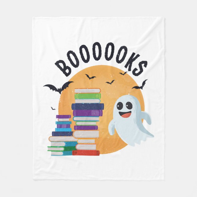 Booooks Halloween, Boooks Cute Halloween Fleecefilt (Framsidan)
