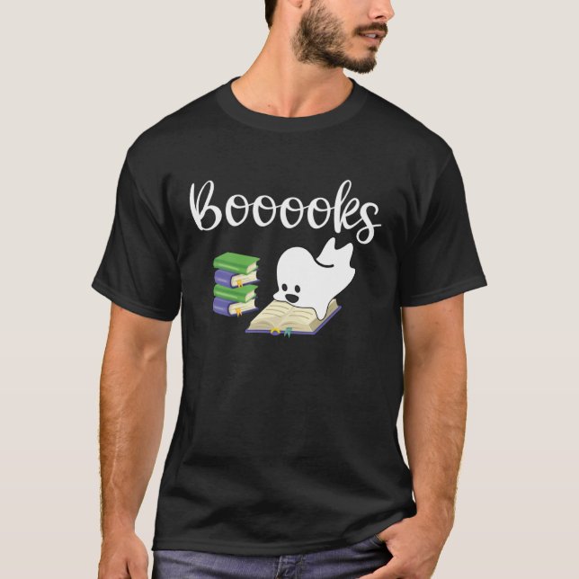 Booooks Halloween Ghost Reader  Reading Boo Costum T Shirt (Framsida)