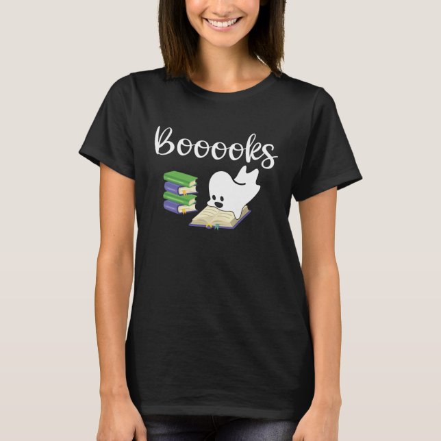Booooks Halloween Ghost Reader  Reading Boo Costum T Shirt (Framsida)