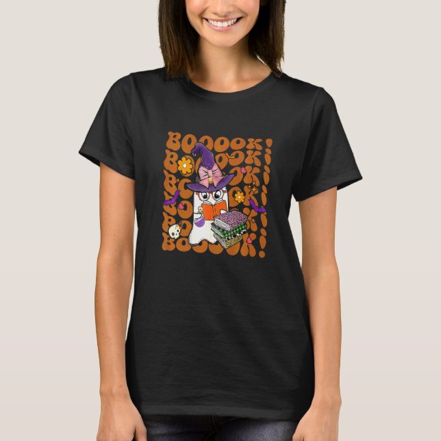 Booooks Söt Spöklik Läsning Bibliotek Böcker Hallo T Shirt (Framsida)