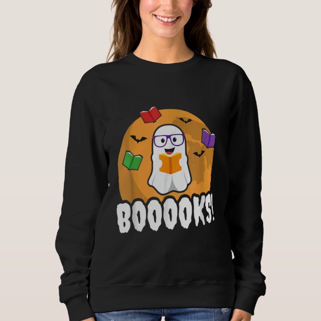 Booooks Spök Boo Läs Böcker Bibliotek T Shirt (Framsida)
