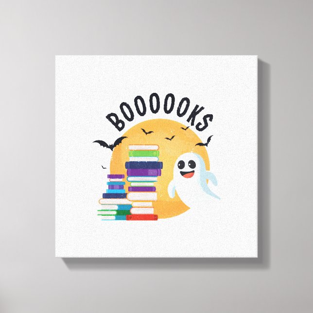 Boooooks Halloween, Booooks Cute Halloween    Canvastryck (Framsida)