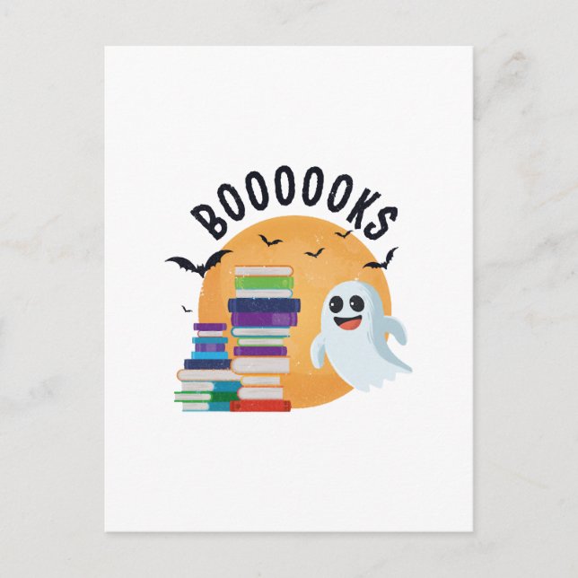 Boooooks Halloween, Booooks Cute Halloween    Vykort (Framsida)