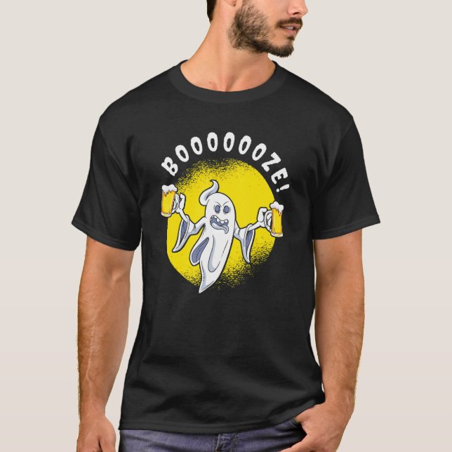 Booooooze Öldrickande Spöke T Shirt (Framsida)