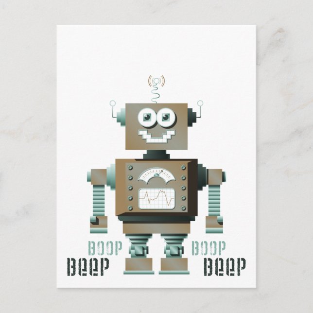 Boop Beep Leksak Robot Postcard (LT) Vykort (Framsida)