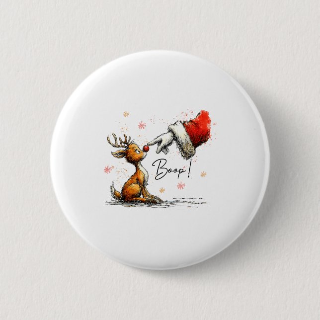 Boop Funny Santa Farmer Reindeer Cute Christmas Ho Knapp (Framsida)