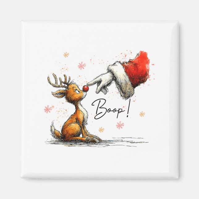 Boop Funny Santa Farmer Reindeer Cute Christmas Ho Magnet (Framsidan)