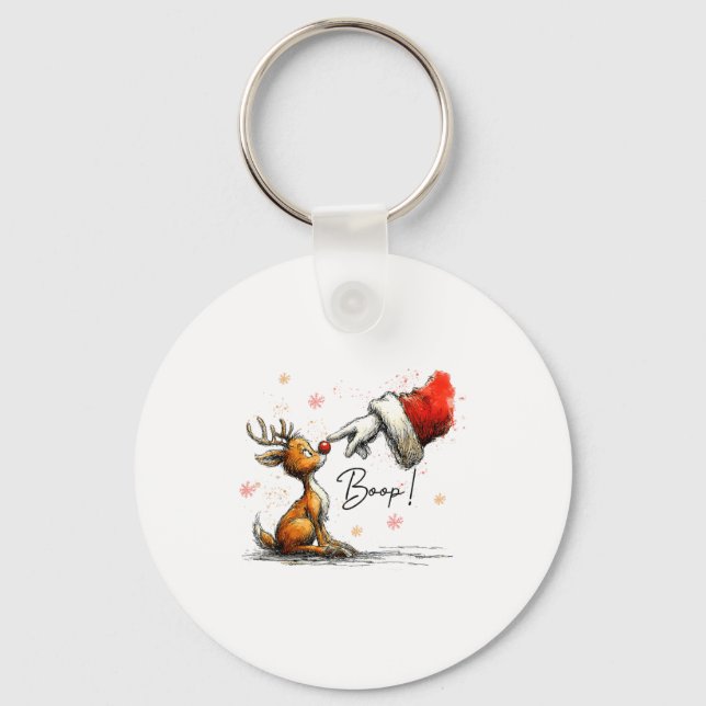 Boop Funny Santa Farmer Reindeer Cute Christmas Ho Nyckelring (Framsida)