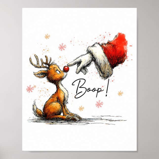 Boop Funny Santa Farmer Reindeer Cute Christmas Ho Poster (Framsidan)