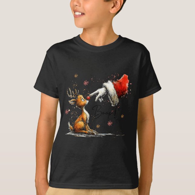 Boop Funny Santa Farmer Reindeer Cute Christmas Ho T Shirt (Framsida)