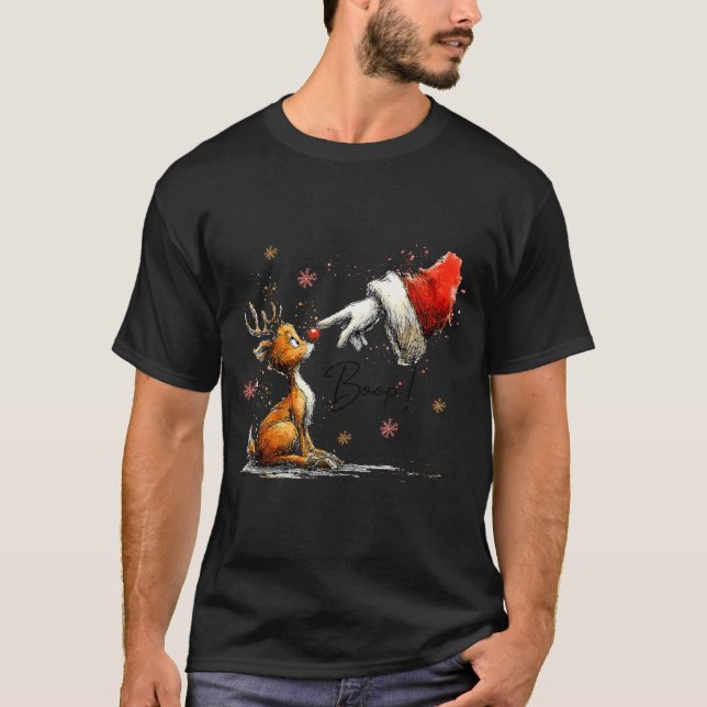 Boop Funny Santa Farmer Reindeer Cute Christmas Ho T Shirt (Framsida)