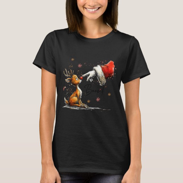 Boop Funny Santa Farmer Reindeer Cute Christmas Ho T Shirt (Framsida)