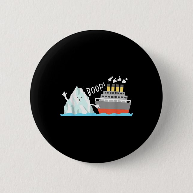 Boop Funny Titanic och Iceberg Pun Joke Meme Boys Knapp (Framsida)