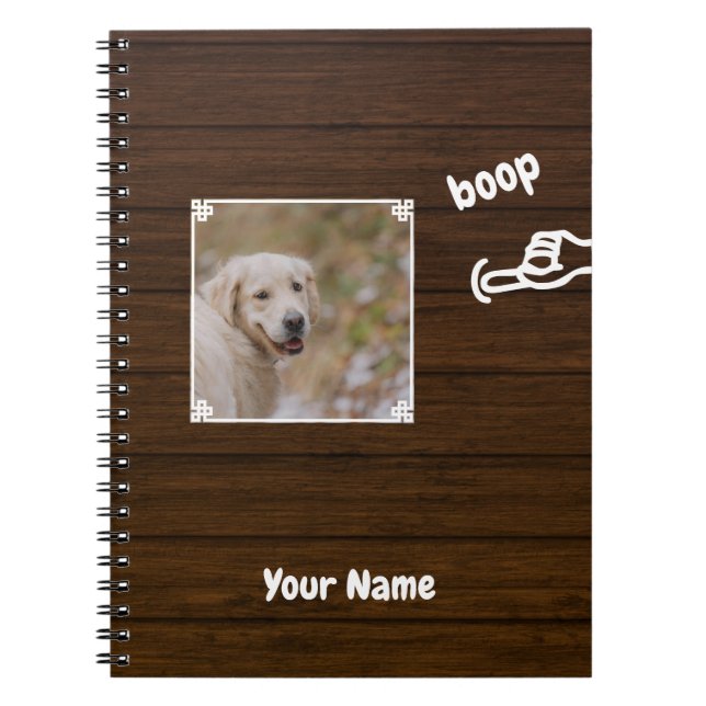 Boop My Nose Hund Foto Anteckningsbok (Framsidan)