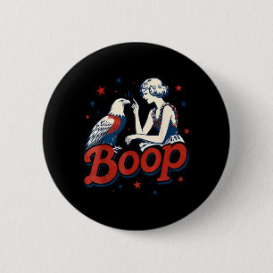 Boop Vintage Flicka Och Örn Roligt Patriotiskt Ret Knapp