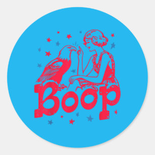 Boop Vintage Flicka Och Örn Roligt Patriotiskt Ret Runt Klistermärke