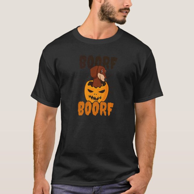 Boorf Boorf Pumpkin Halloween Hund T Shirt (Framsida)