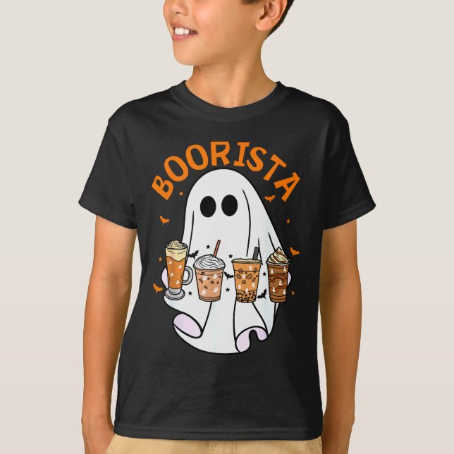 Boorista Barista Ghost Coffee Halloween Soky Seaso T Shirt (Framsida)
