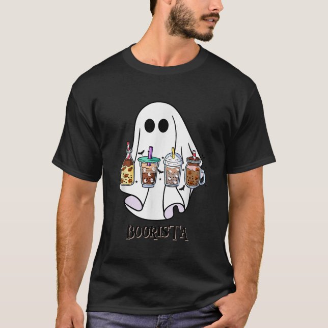 Boorista Boo Coffee Halloween Spooky Ghost Coffee T Shirt (Framsida)