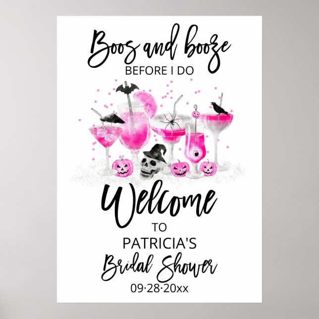 Boos And Booze  Bröllopsfest för brud välkomstskyl Poster (Framsidan)